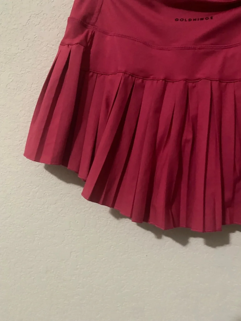 Gold Hinge Pink Pleated Tennis Pickleball Golf Attached Shorts Mini Skirt S - Picture 11 of 12